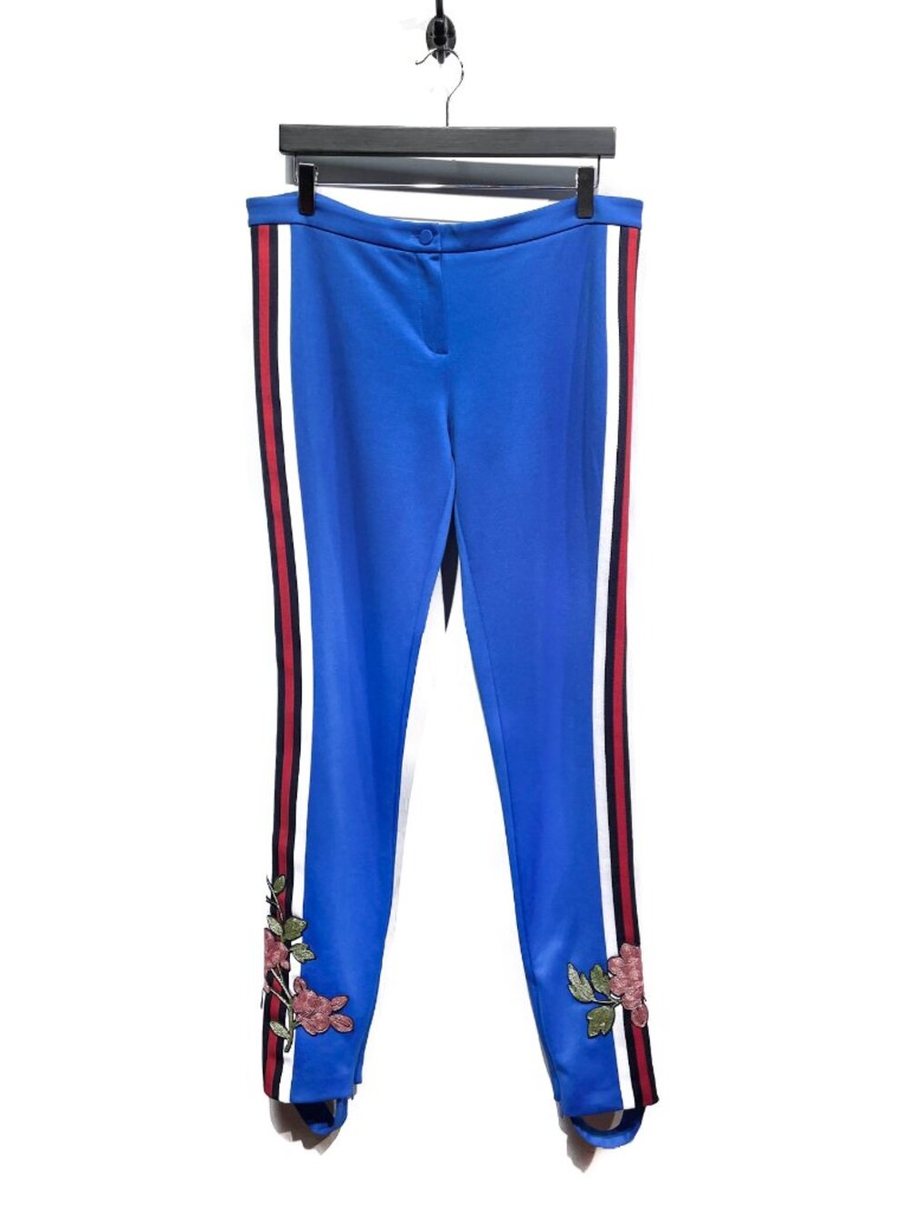 Gucci 2017 Blue Floral Embroidered Stirrup Leggings